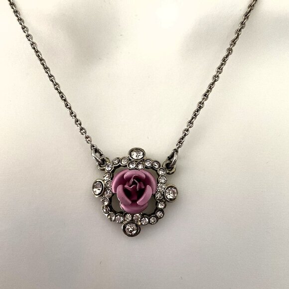 PINK ROSE NECKLACE NRT VINTAGE - Picture 5 of 13